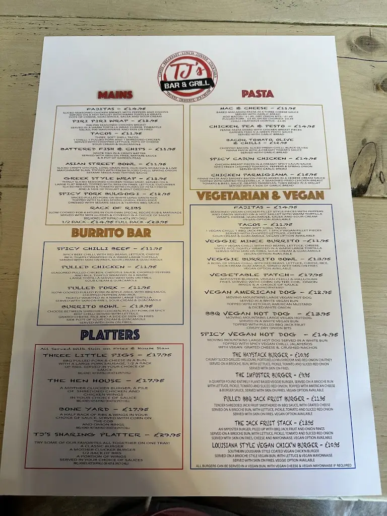 Menu_TJs Bar & Grill_Corby_image_1