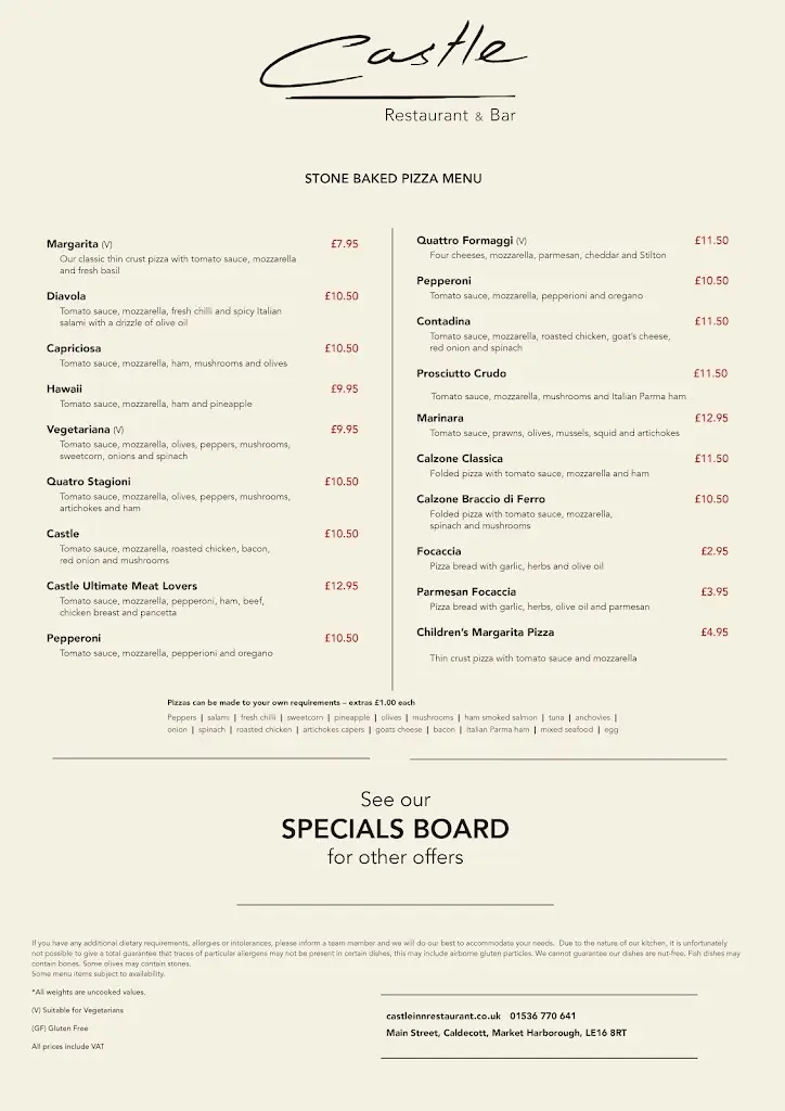 Menu_The Castle Inn_Corby_image_1