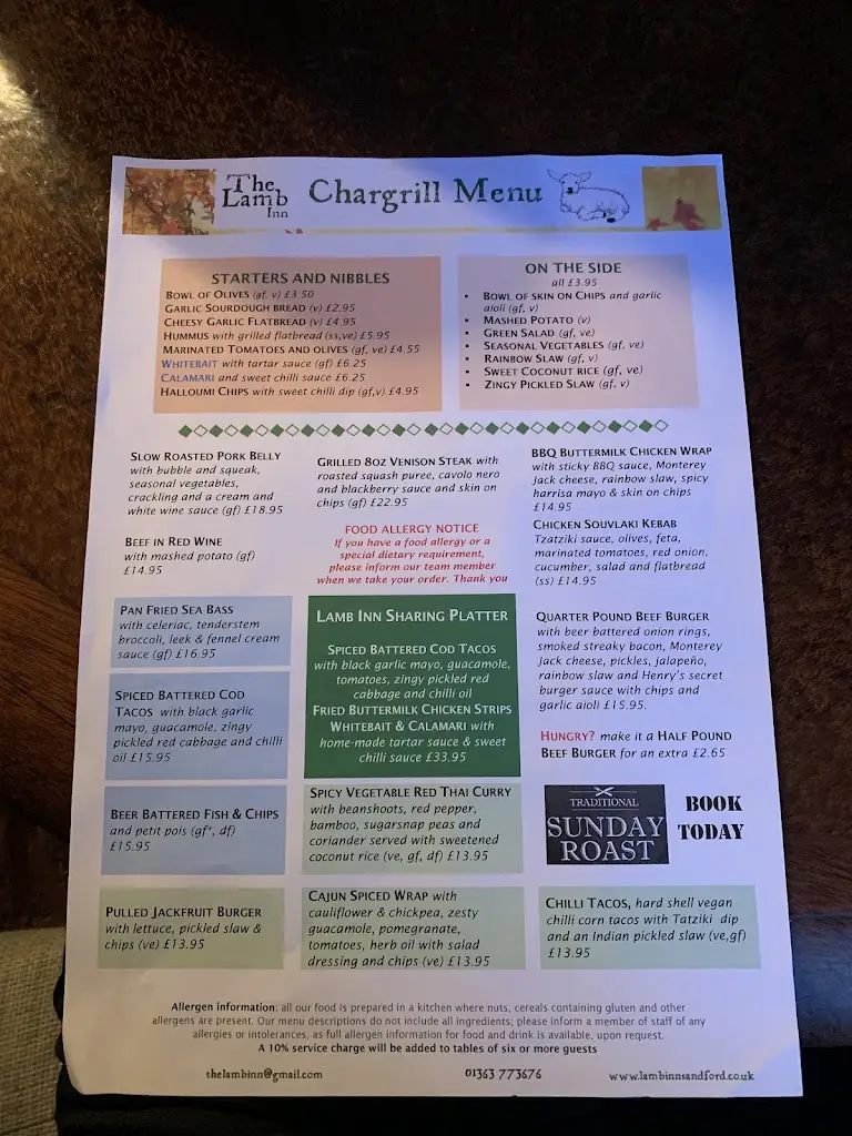 Menu_The Lamb Inn at Sandford_Copplestone_imagen_1