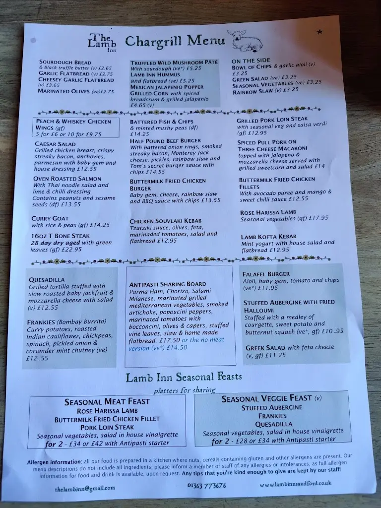 Menu_The Lamb Inn at Sandford_Copplestone_imagen_3