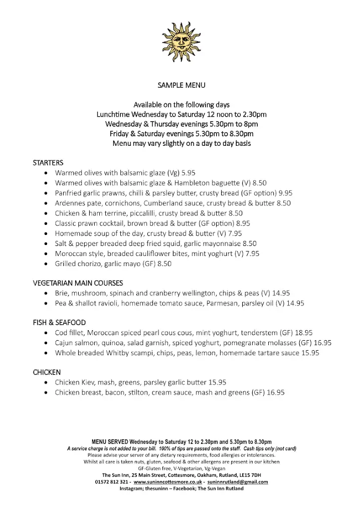 Menu_The Sun Inn_Cottesmore_image_1