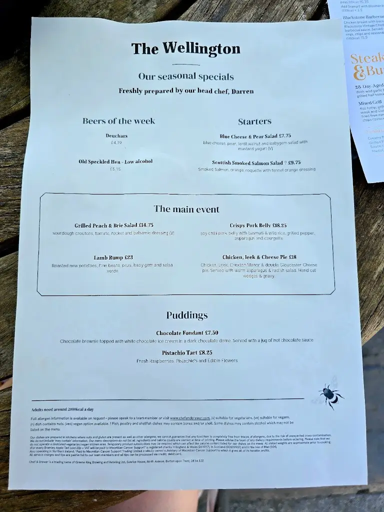 Menu_The Wellington_Corbridge_image_4
