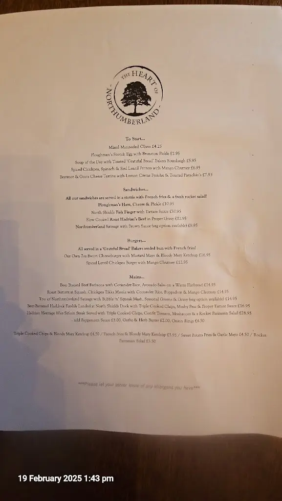 Menu_Heart of Northumberland_Corbridge_image_2