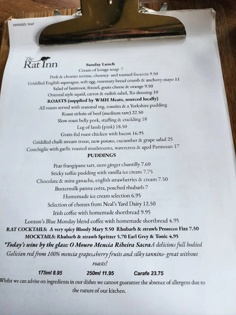 Menu_The Rat Inn_Corbridge_imagen_4
