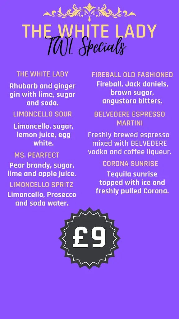 Menu_The White Lady_Conisbrough_image_4