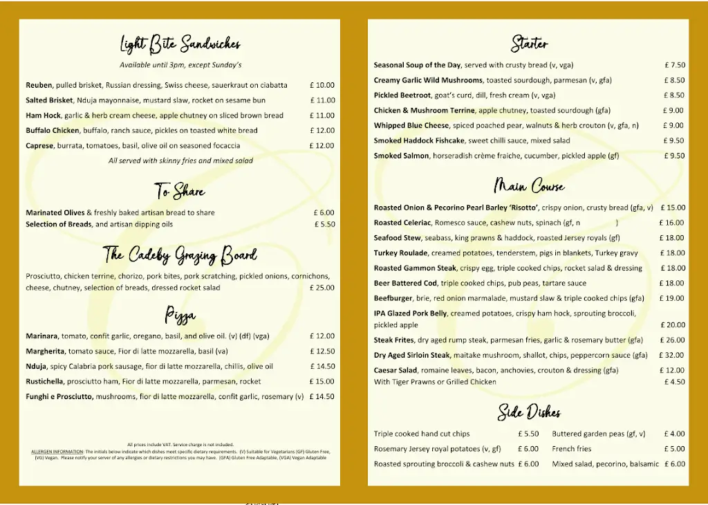 Menu_The Cadeby Pub & Restaurant_Conisbrough_image_1