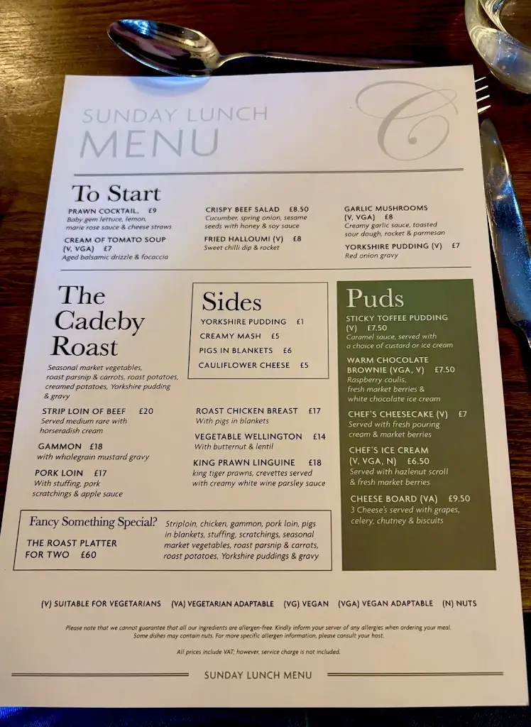 Menu_The Cadeby Pub & Restaurant_Conisbrough_image_3