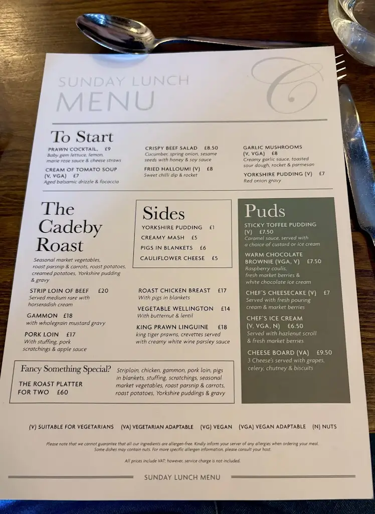 Menu_The Cadeby Pub & Restaurant_Conisbrough_image_4