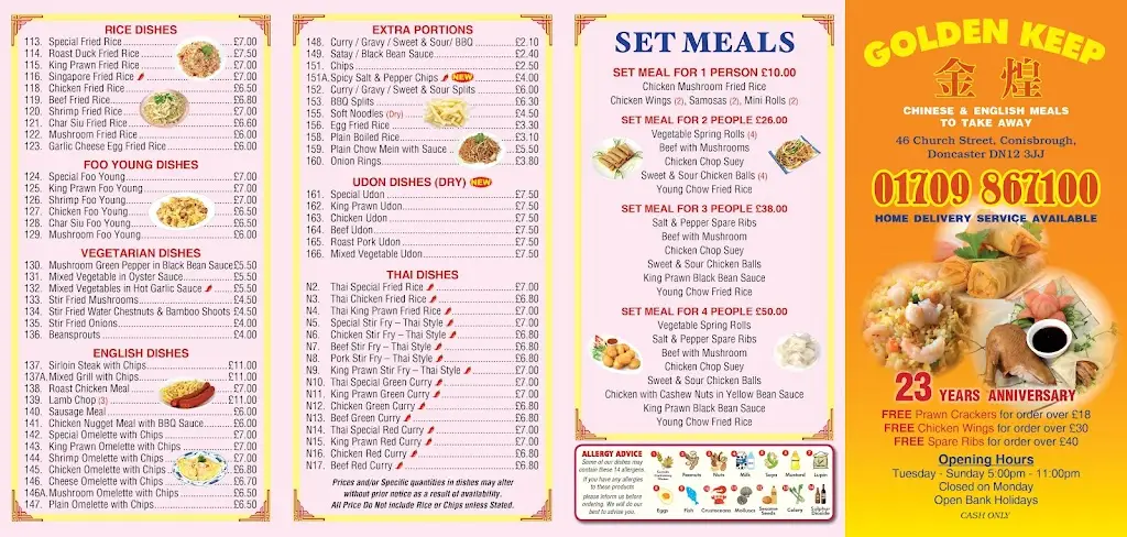 Menu_Golden Keep_Conisbrough_image_2