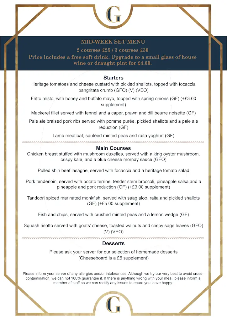 Menu_The Garrison_Conisbrough_image_2