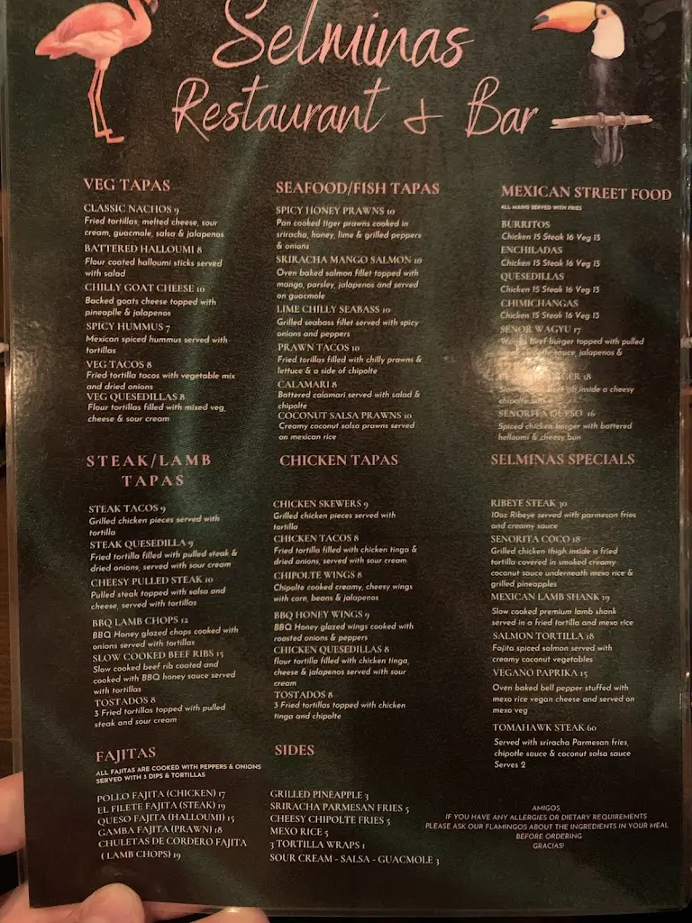 Menu_Selminas Restaurant & Bar_Coventry_image_1