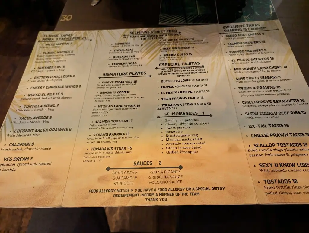 Menu_Selminas Restaurant & Bar_Coventry_image_2