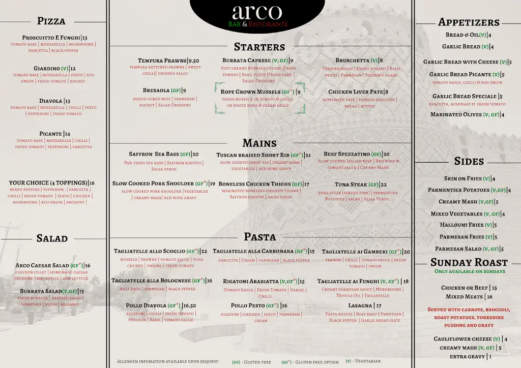 Menu_Arco Restaurant_Coventry_image_1