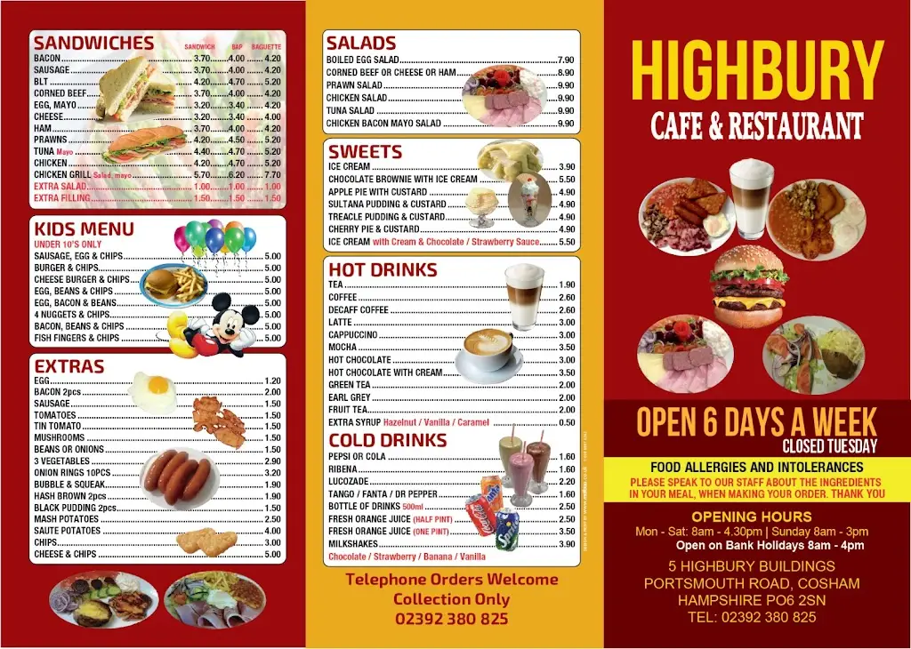 Menu_Highbury Cafe Ltd_Cosham_immagine_2