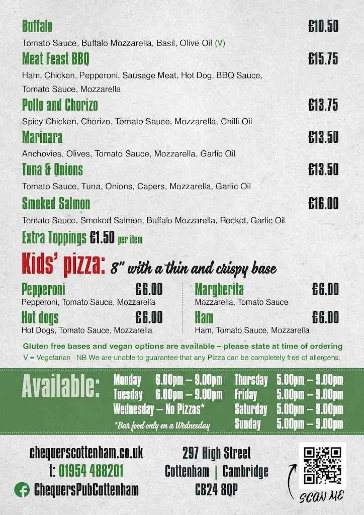 Menu_The Chequers_Cottenham_imagen_1