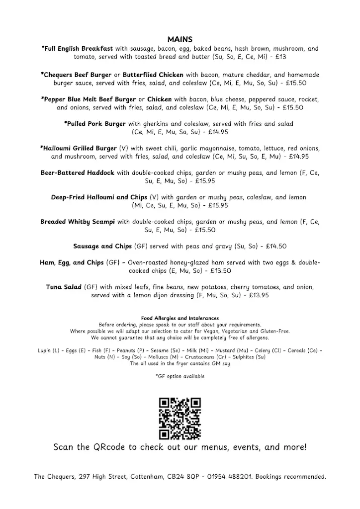 Menu_The Chequers_Cottenham_imagen_3
