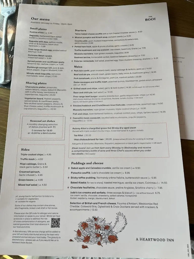 Menu_The Boot_Cottenham_image_1