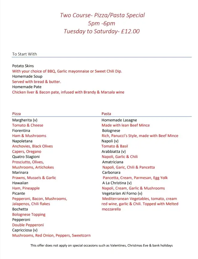 Menu_Panuccis Cramlington_Cramlington_image_1