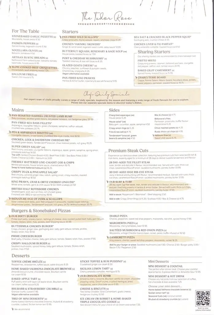 Menu_The Tudor Rose_Coulsdon_image_1