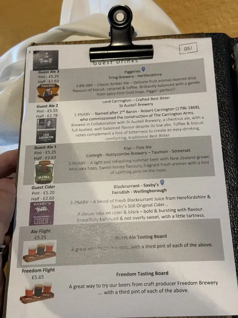 Menu_The Carrington Arms_Cranfield_image_1