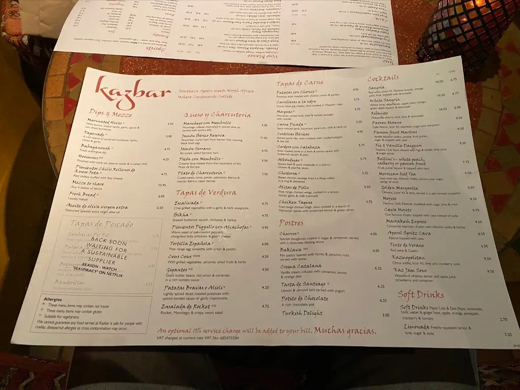 Menu_The Kazbar Tapas Restaurant & Bar_Cowley_image_3