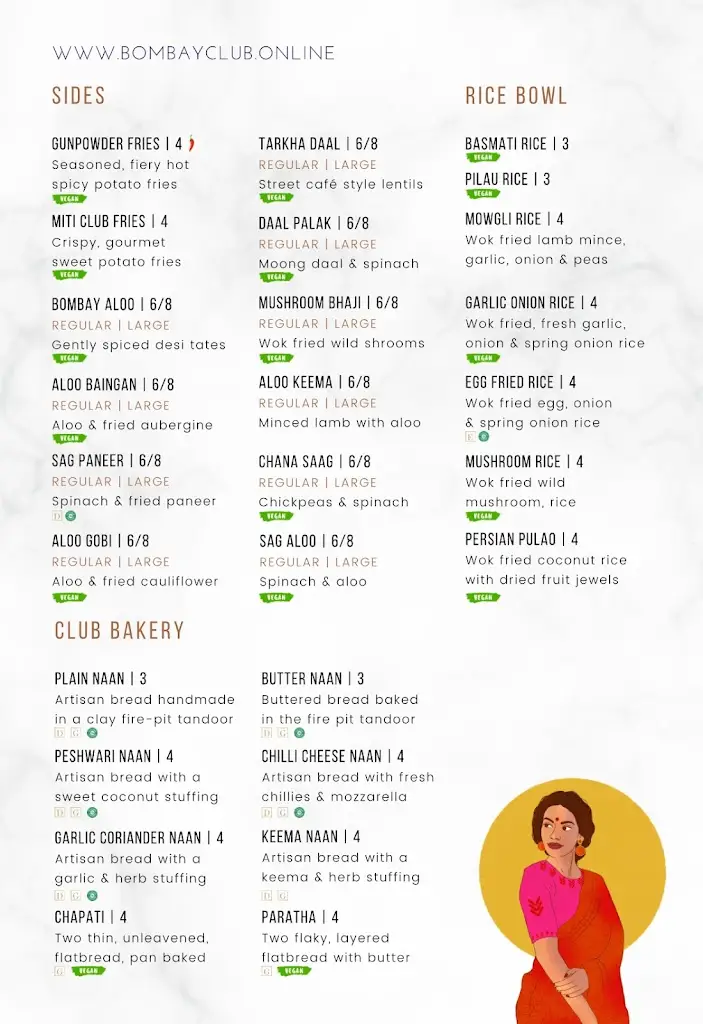 Menu_Bombay Club | Sleaford_Cranwell_image_1