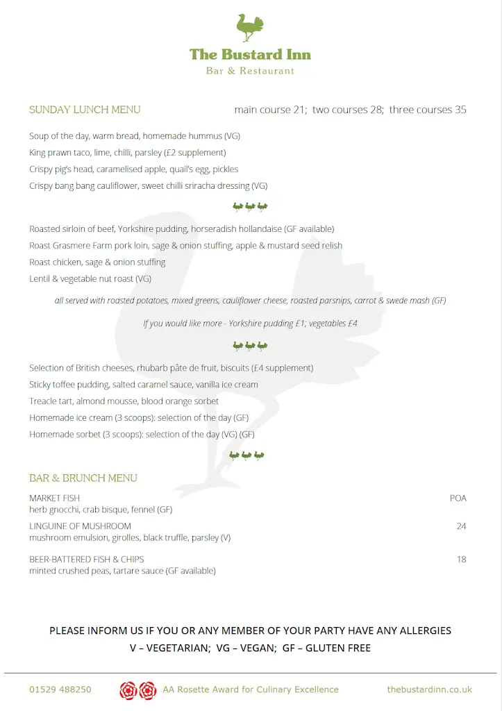 Menu_The Bustard Inn & Restaurant_Cranwell_image_1