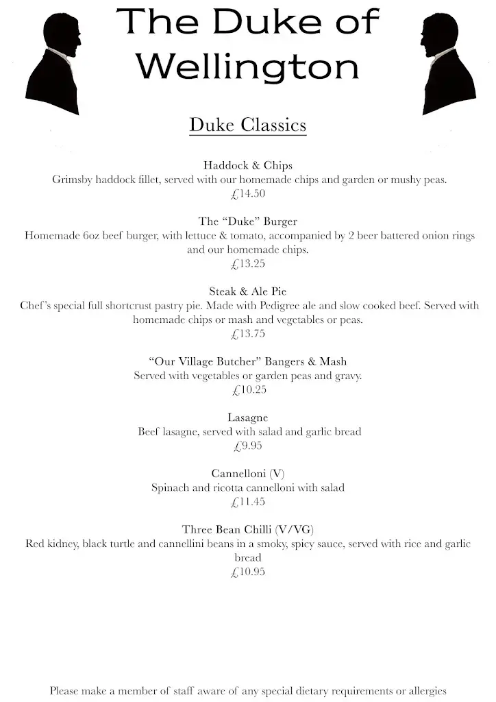 Menu_The Duke of Wellington_Cranwell_image_1