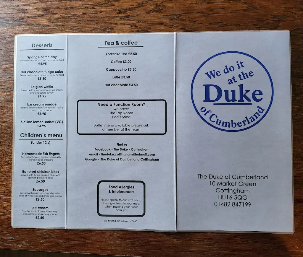 Menu_Duke of Cumberland_Cottingham_image_2