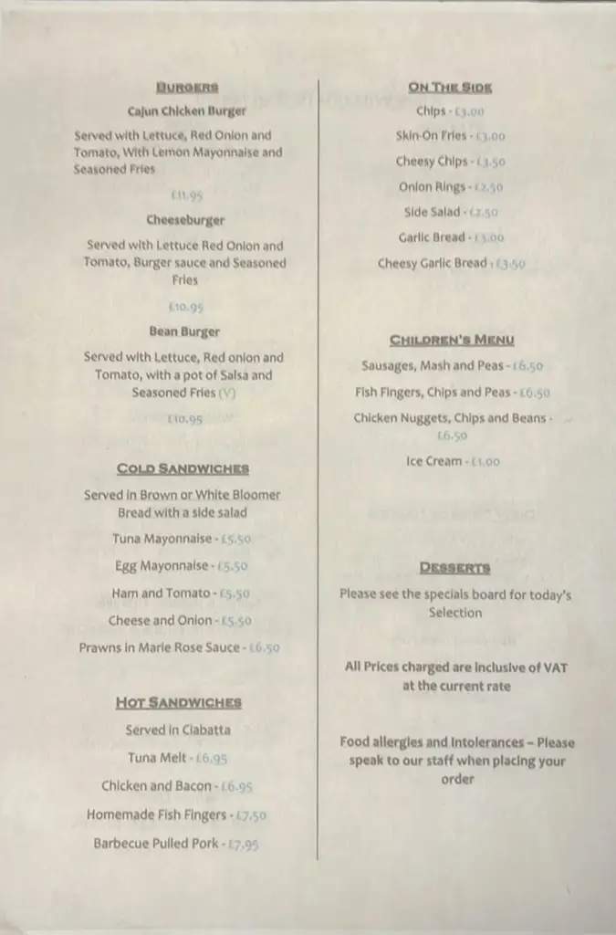 Menu_King William IV_Cottingham_immagine_2