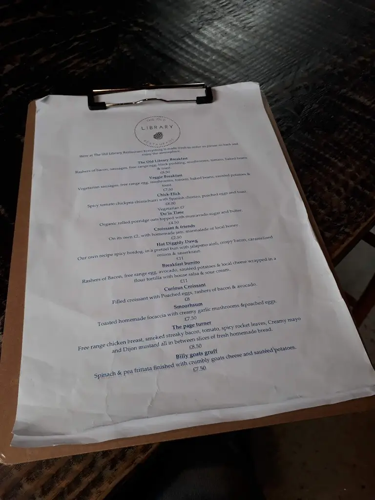 Menu_The Old Library Restaurant/cafe_Ashburton_image_1