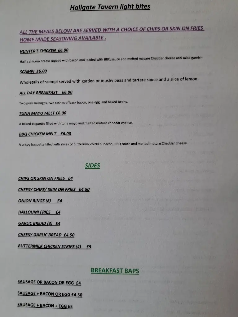 Menu_Hallgate Tavern_Cottingham_immagine_2