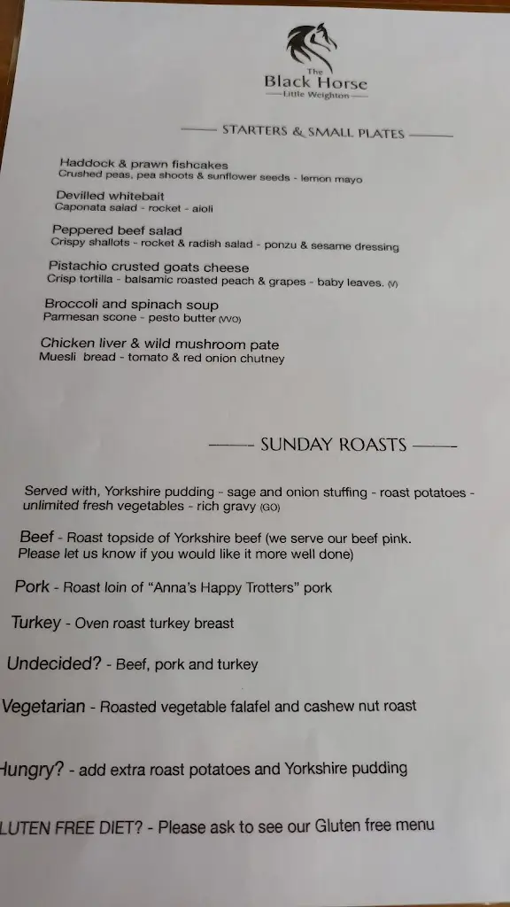 Menu_The Black Horse_Cottingham_image_1