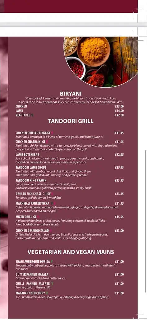 Menu_Malabar Indian Restaurant_Cranleigh_image_1