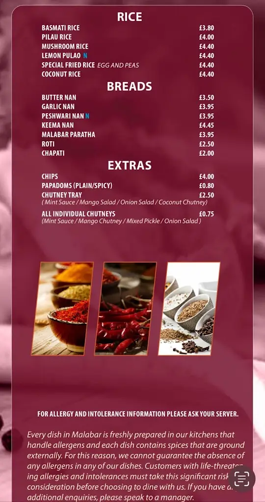 Menu_Malabar Indian Restaurant_Cranleigh_image_4