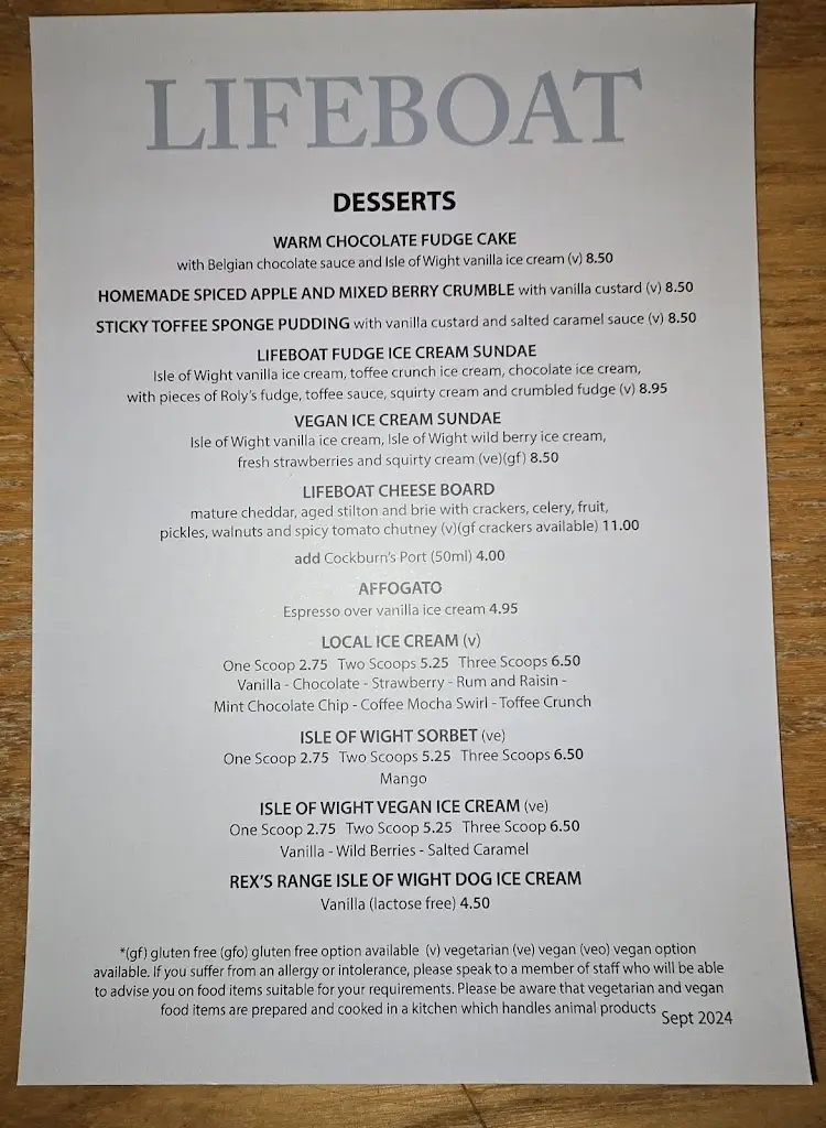 Menu_The Lifeboat_Cowes_image_1