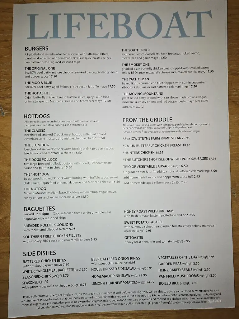 Menu_The Lifeboat_Cowes_image_4