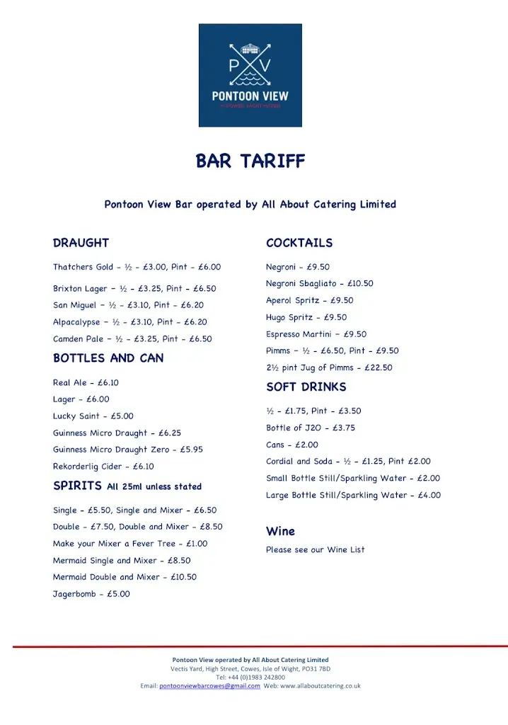 Menu_Pontoon View Bar_Cowes_image_2