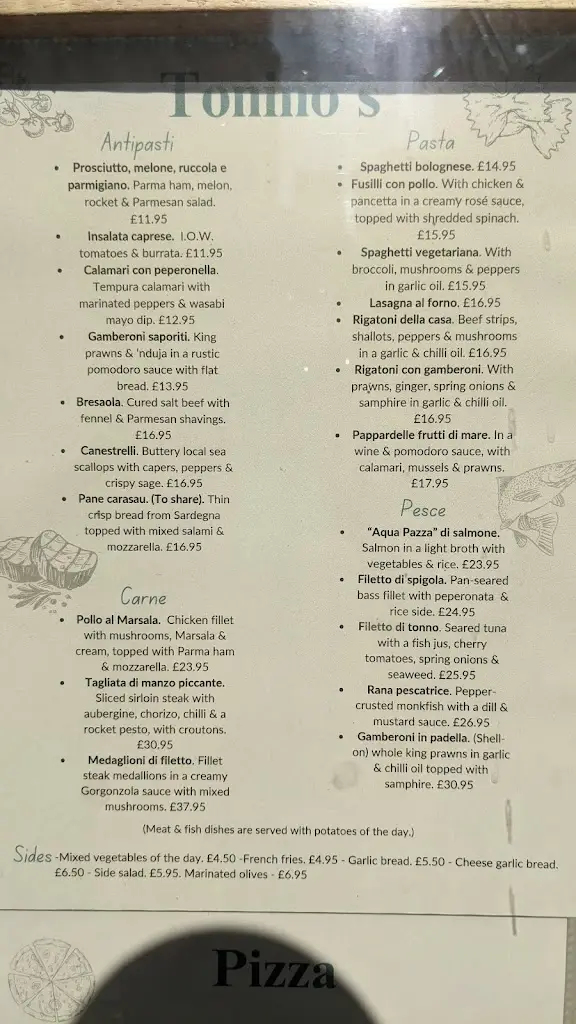 Menu_Tonino's Italian Restaurant_Cowes_image_1