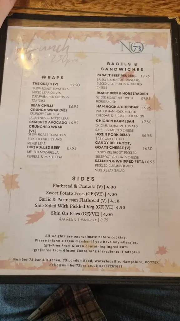 Menu_Number 73 Bar and Kitchen_Cowplain_image_2