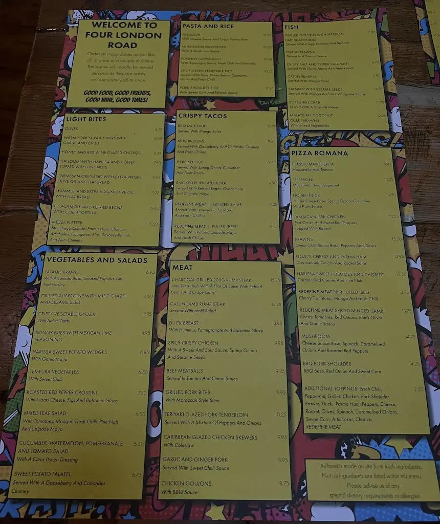 Menu_Four London Road_Cowplain_image_2