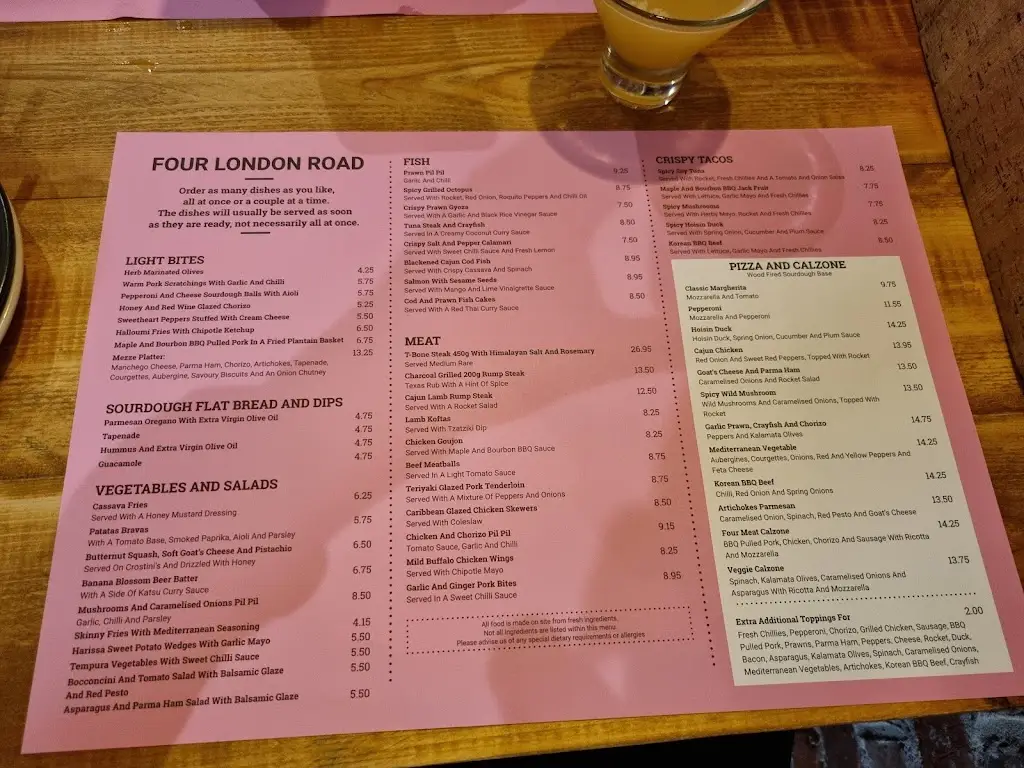 Menu_Four London Road_Cowplain_image_3