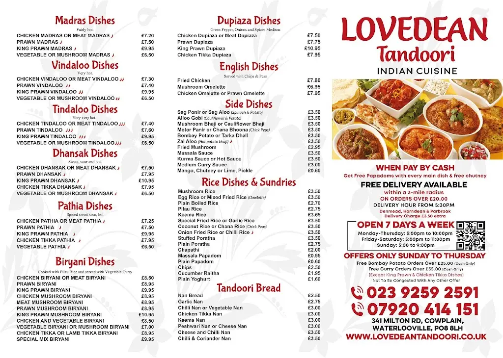 Menu_Lovedean Tandoori_Cowplain_image_1