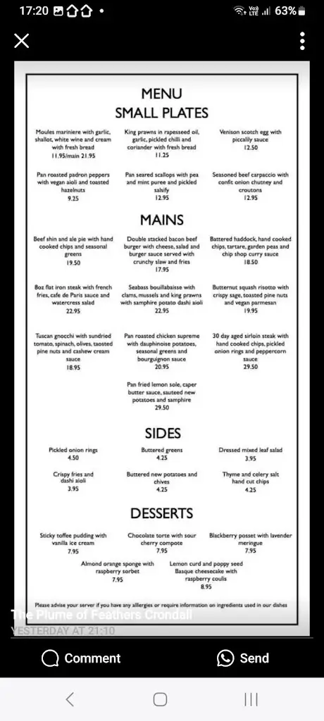 Menu_The Plume of Feathers Inn_Crondall_image_3