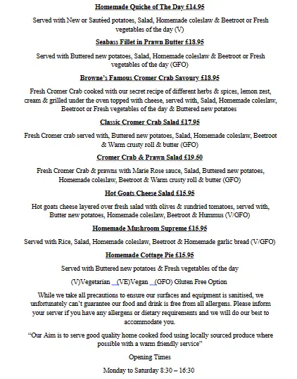 Menu_Browne's On Bond Street_Cromer_image_1