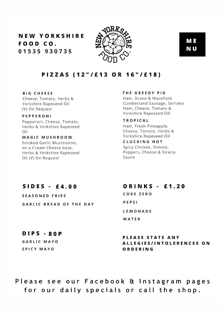 Menu_NEW YORKSHIRE FOOD CO._Cross Hills_image_1