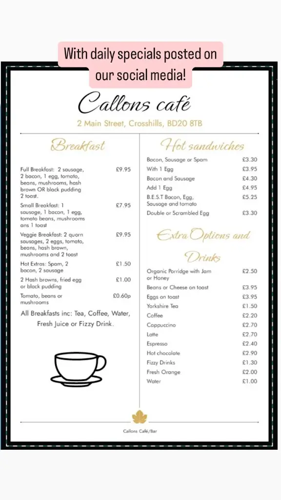 Menu_Callons Cafe/Bar_Cross Hills_image_1