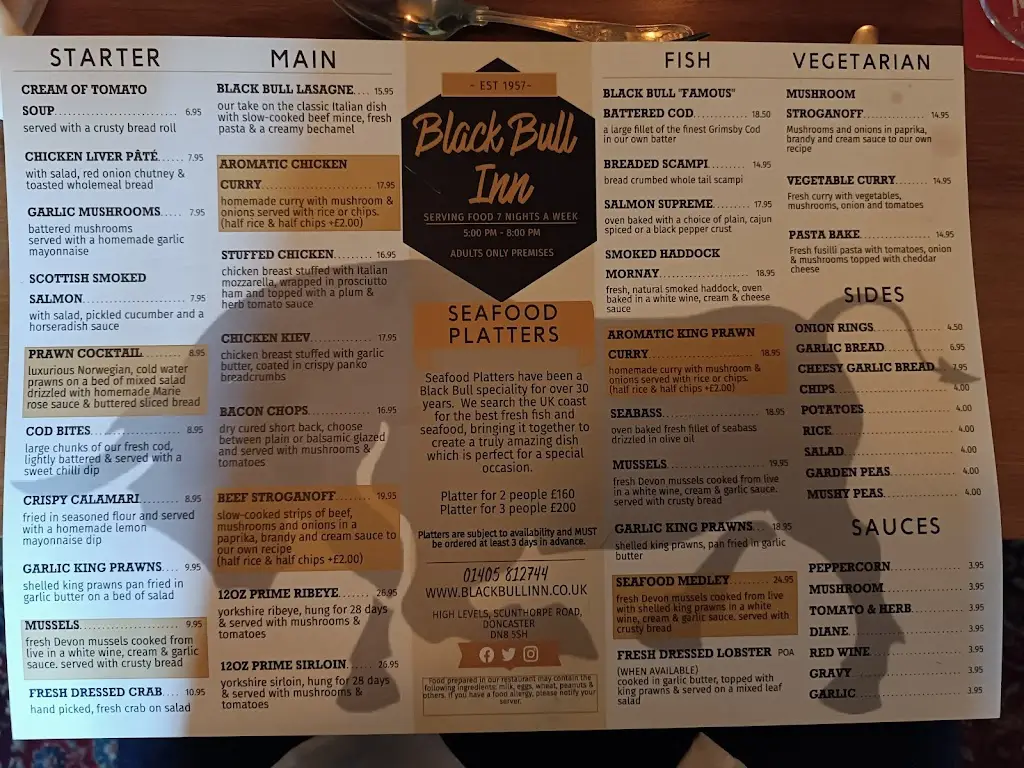 Menu_The Black Bull Inn_Crowle_image_1