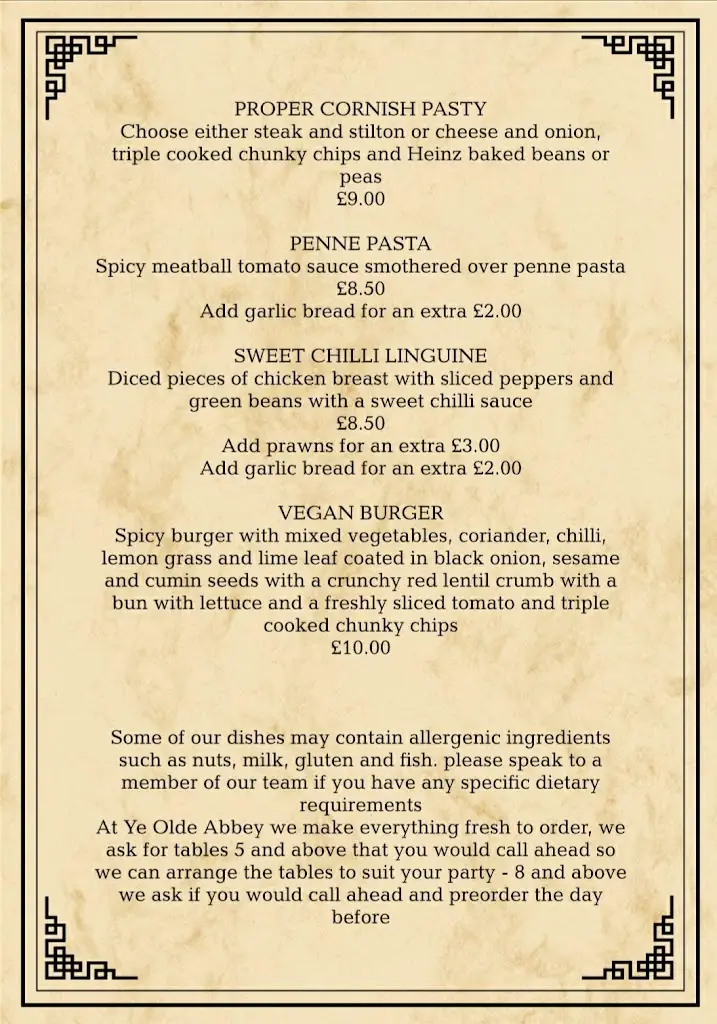 Menu_Ye Olde Abbey_Crowland_image_3