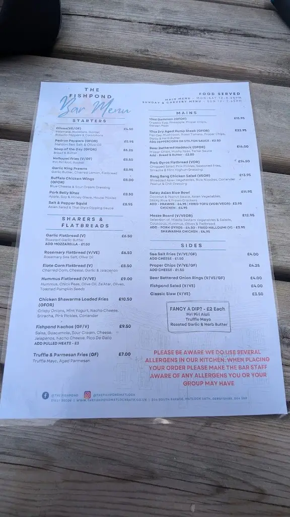 Menu_The Fishpond_Cromford_image_4